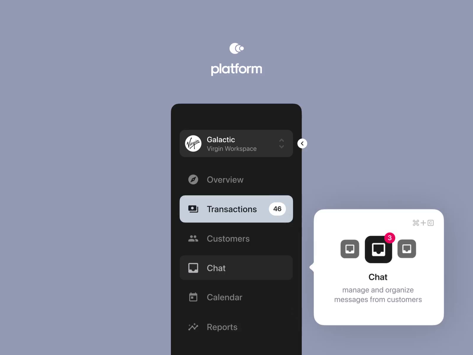 Platform UI — Sidebar animation by M. for PURE AGENCY on Dribbble