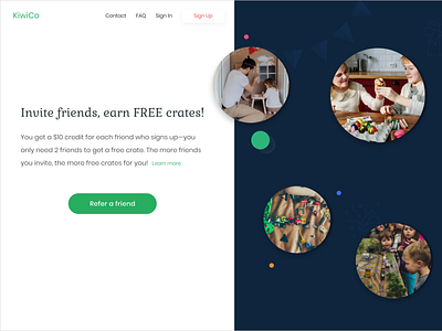 Invite a friend! design earn money kiwico refer referral ui