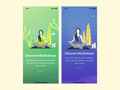 Discover Mindfulness illustraion meditations onboarding ui ui uidesign yoga