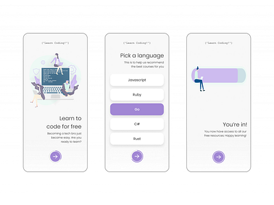 Onboarding for "Learn Coding" 100daysofui adobe xd app coding dailyui design figma learning app onboarding onboarding screen onboarding screens onboarding ui ui