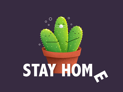 Stay Home 2d affinitydesigner art cactus characterdesign color cute dailyui design drawing flat illustration illustrations plants vector