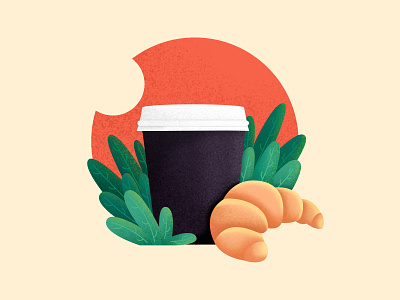 Breakfast 2d affinitydesigner art coffee color croissant croissants dailyui food illustration illustrator vector website