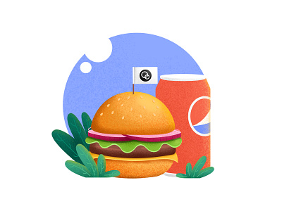 Quick Lunch 2d affinitydesigner art burger color dailyui food illustration pepsi vector