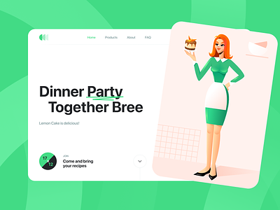 Dinner party together Bree 2d affinitydesigner art color illustration vector woman