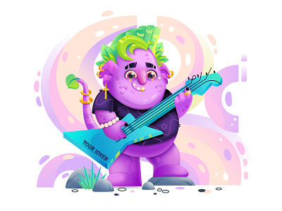 Forest Troll 2d affinitydesigner art characterdesign color dailyui forest guitar illustration troll vector