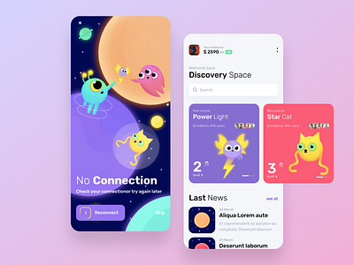 No Connection 2d aliens app appuidesign art business character design color dailyui design illustraion mobile monsters planets play space ui vector webdesign website