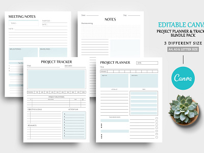 Editable Canva Project Planner Template business planner digital planner flyer flyer template planner template printable planner project management project planner project tracker template work planner