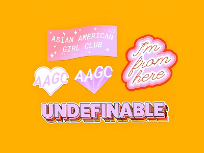 Asian American Girl Club asian american girl club design designer illustration illustrator merch merch design product sticker stickers type