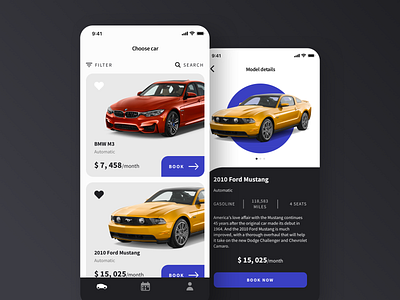 Car booking App app car design rent ui ux