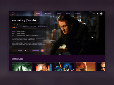 Online cinema web app dark ui design ui web