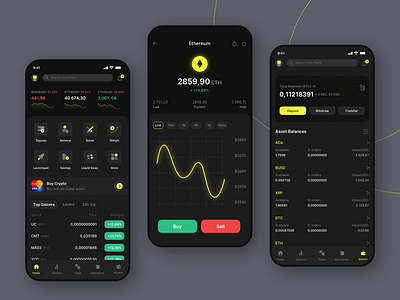 Cryptocurrency App app dark ui dashboard ui design ui