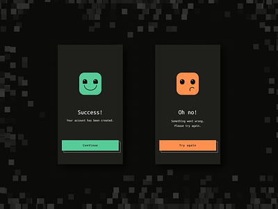 Cute success & Error screens app design ui