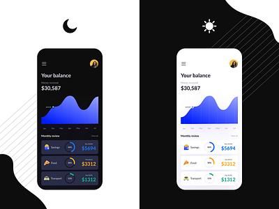 Banking App - Dark & Light theme app banking design ui