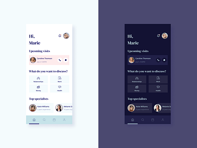 Health App - light & dark themes