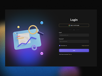 Login and Sign Up screens for web app