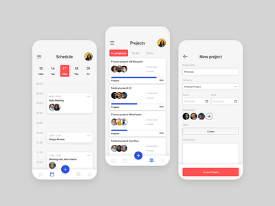 Project management App app design ui