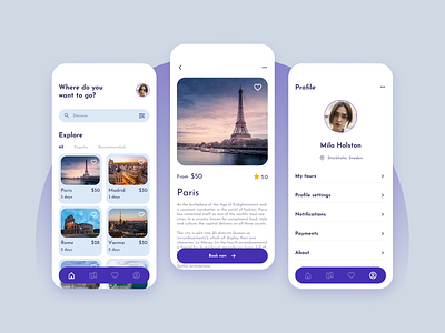 Travel app app design travel ui