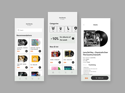Vinyl Records - e-commerce App app design ui