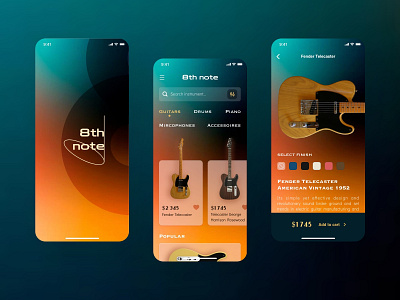 8th note - e-commerce iOS App app design ui