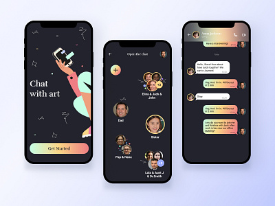 Chat with art - Messenger App app design illustration ui