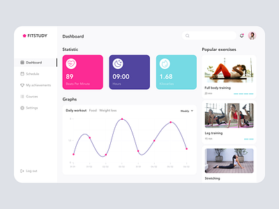 FitStudy - Fitness web app dashboard app design ui web