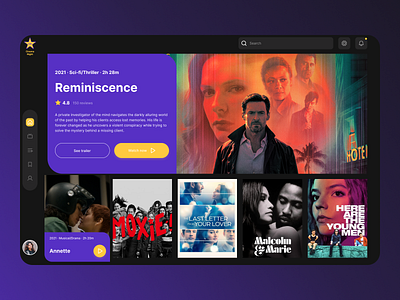 Cinema Night - Online cinema app app design ux web