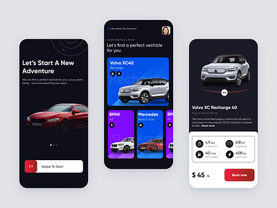 Car rental app app design ui ux