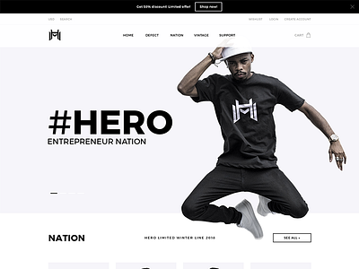 #Hero Store black and white e commerce ecommerce ui design website design