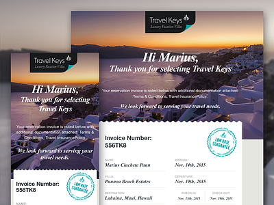 Travel Keys Invoice destination email home landing page luxury mobile newsletter ui vacation