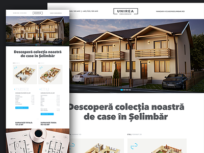 Landing page for Unirea Residence 3d apartments clean landing page minimalistic rendering residence responsive typography ui ux web