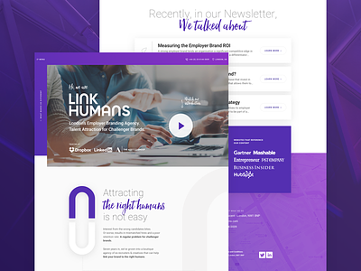 Link Humans design gradient homepage interface marketing photography purple