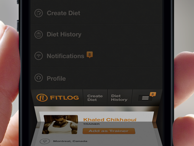 Fitlog Mobile Navigation Preview