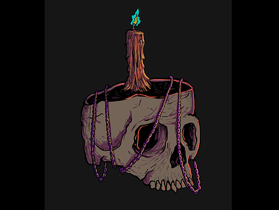 skull, chain and candle art artwork deathanarchy design digital art digital artwork drawing illustration illustration art skull skull art