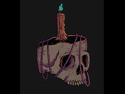 skull, chain and candle