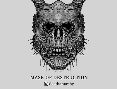 MASK of Destruction artwork black white blackandwhite blackwork dark art deathanarchy dotwork drawing grindcore illustration illustration art metalcore pen and ink sketch skull skull art stipple stippled stippling tattoo