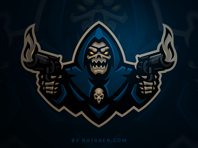 Reaper gaming guns logo mascot reaper skull