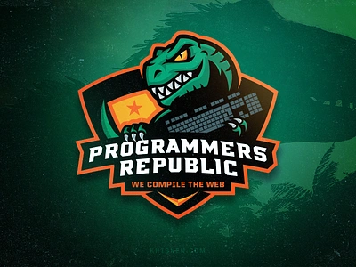 Programmers Republic dev developers dinosaur logo mascot tech trex