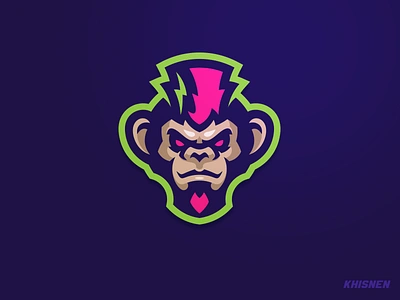 Punkey ape illustration logo. mascot logotype monkey punk