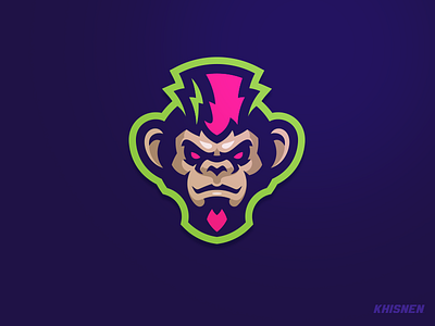 Punkey ape illustration logo. mascot logotype monkey punk