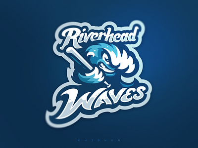 Riverhead Waves baseball branding logo logotype mascot sport sports logo wave