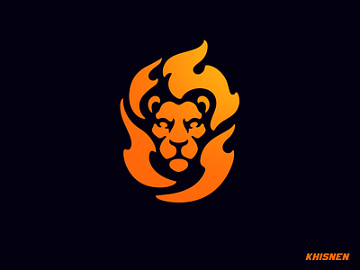Leo animal branding design flames lion head logo logotype