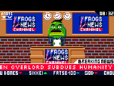 Frogs News cartoon character design game design pixel pixel art