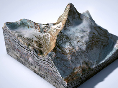 Mini-Matterhorn 3d cinema4d design image landscape level map matterhorn mountain rendering satellite terrain texture