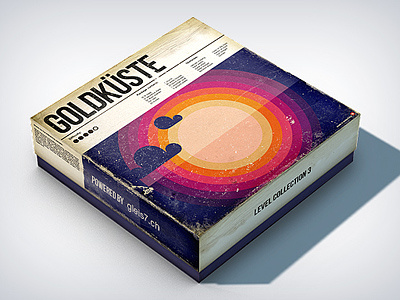 Goldkueste 3d box cardboard icon level minimalistic modelling modernist pack rendering retro swiss texture typography