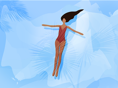 swimming artwork beach design digitalart girl illustration palm trees summer summertime swimming