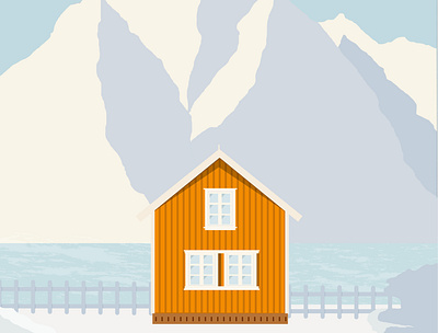 norway artwork digitalart graphicdesign house house illustration illustration lofoten norway