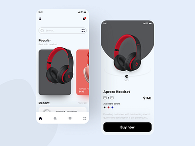 Wireless Headset Shop App 360 app app app design app ui bestuidesign ecommerce app headset minimal mobile music online shop ui ui design ux wireless