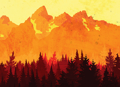 Warmth of the Mountains graphicdesign illustraion tetons vector art