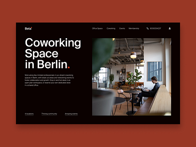 Coworking space black book coworking dark dark theme design inspiration landing space typography ui ux web work