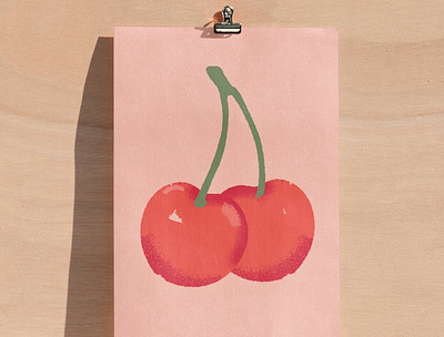 Vector cherries cherries food fruit ill illustration pink playful retro vector
